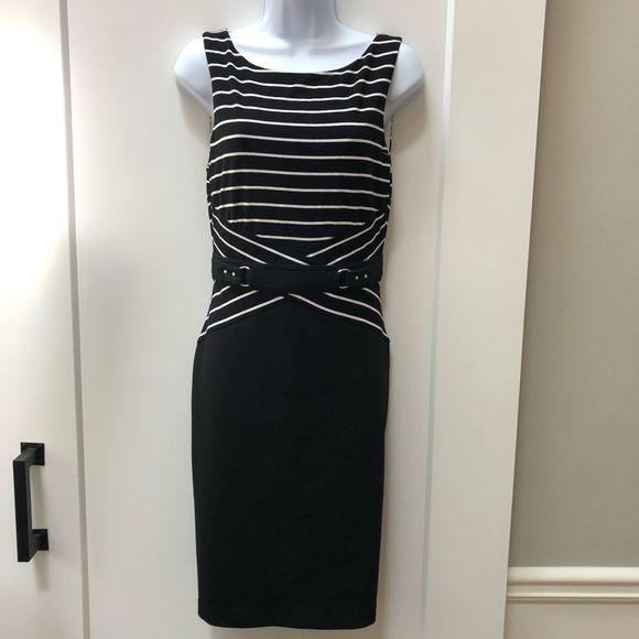 White House Black Market Dresses & Skirts - White House Black Market striped belted sheath dress woman’s size 6